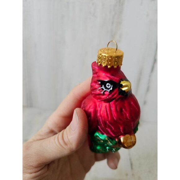 Glass Cardinal bird ornament Xmas tree set lot acorns tree - Picture 2 of 16